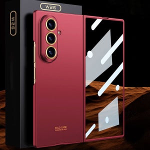 슬림 골드 엣지 나노 풀커버 액정 강화 유리 케이스 레드, 갤럭시Z 폴드7