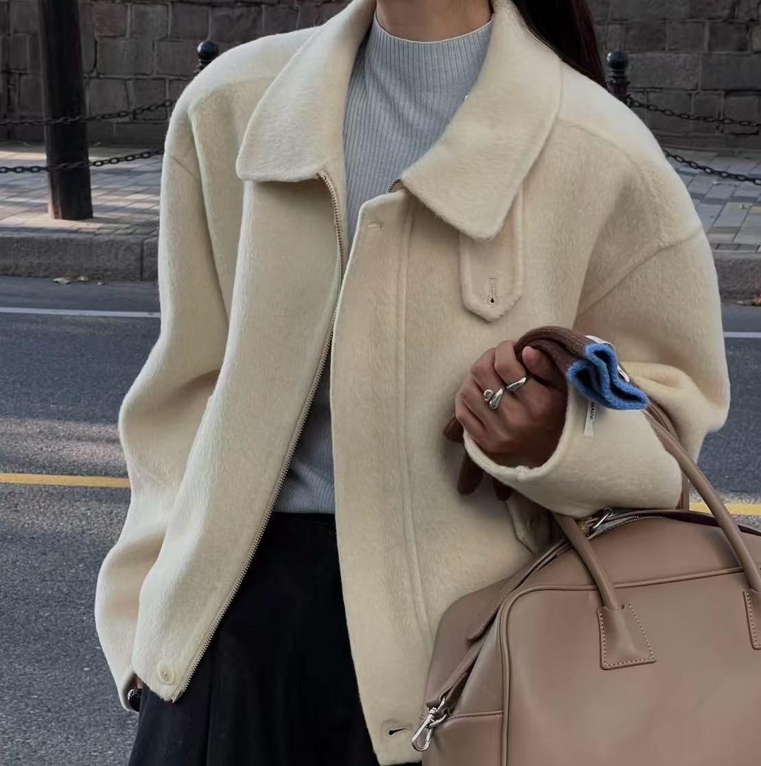 럭셔리 핸드메이드울 블루종재킷
