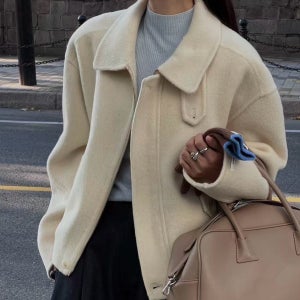 럭셔리 핸드메이드울 블루종재킷