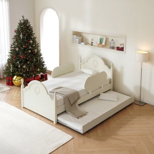 키즈돔 빅안나 슈퍼 이단 키즈 초등 학생 공주 어린이 슬라이딩침대 (크림화이트)