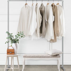 튼튼한 파이프 행거 이동식 철제 행거 옷걸이 1단 원룸 수납