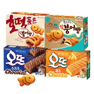오리온 참붕어빵 232g+호떡품은 참붕어빵 248g+오뜨치즈 144g+쇼콜라 150g (총 4개)