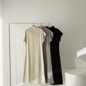 베일린 기모 반목 미디 반팔 겨울 원피스