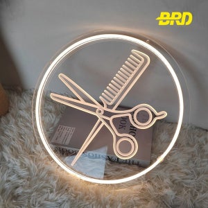 미용실 네온사인 룸램프 헤어 간판 네온 가위 LED 사인볼