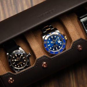 PISTOS 딥블랙 초코브라운 소가죽 피스토스 시계 여행용 파우치 케이스 보관함 3구