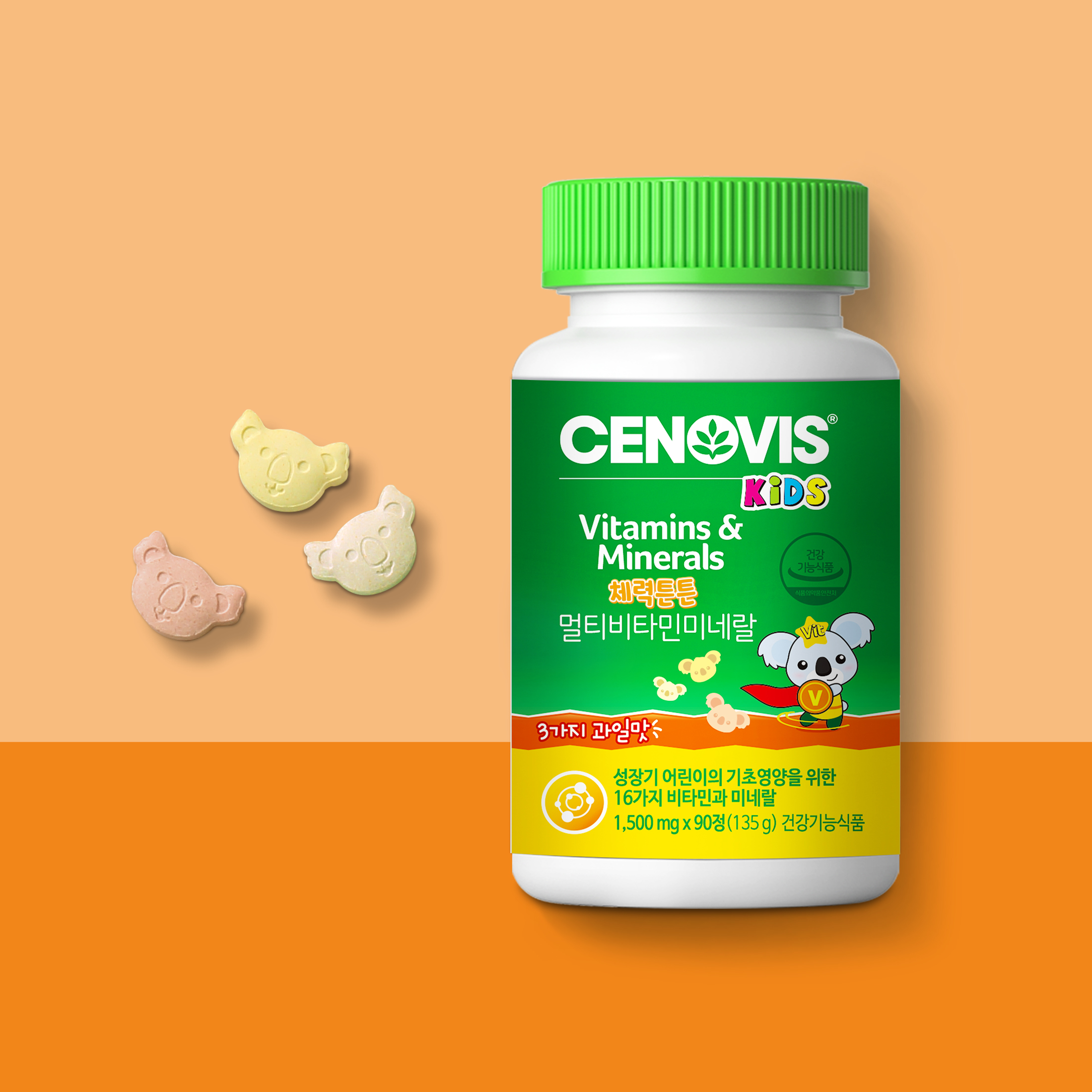 [포토리뷰1,000P] 세노비스 키즈 멀티비타민 체력튼튼 90정, 1개