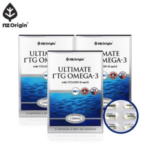 엔젯오리진 얼티메이트 rTG 알티지 오메가3 비타민D&E 60캡슐, 3개