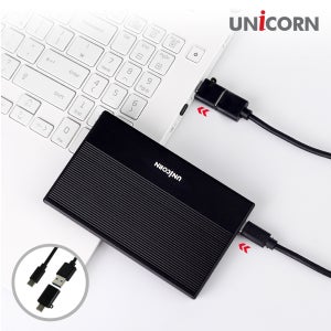 유니콘 USB3.1 5G 2.5인치 HDD SSD 외장 하드케이스 A+C젠더 알루미늄 HDD-700VA