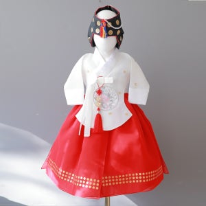 정인 아이당의 금박 빨강치마 여아한복