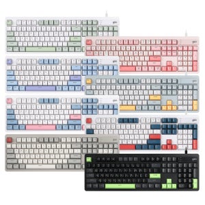 지클릭커 오피스프로 OPK50 사일런스 M RGB 풀윤활 무소음 방수 키보드 104키 스카이핑크