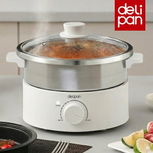 [26년신제품]델리팬 용기분리형 멀티쿠커 전기그릴 찜기 전기냄비 핫플레이트 DEL-MC3