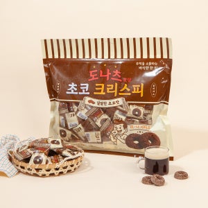 도나츠 모양 초코 크리스피 500g 초코과자 오트밀과자 개별포장 대용량