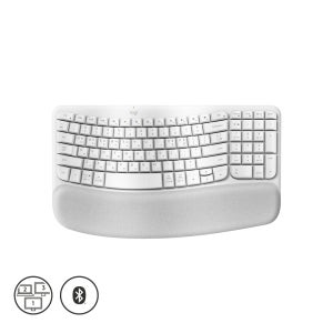 로지텍 WAVE KEYS 무선 블루투스 인체공학 키보드 키스킨포함 페일그레이, 플런저