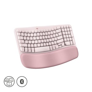 로지텍 WAVE KEYS 무선 블루투스 인체공학 키보드 키스킨포함 로즈핑크, 플런저