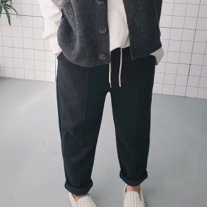 (무배) 기모 핀턱 세미 스판 슬랙스