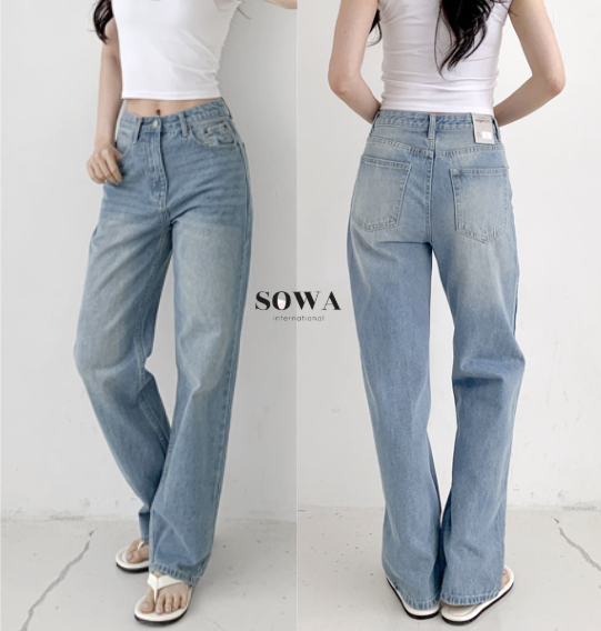 [26 S/S] 리치 워싱 연청 스트레이트핏 청바지 여자 데일리 하이웨스트 일자 데님팬츠