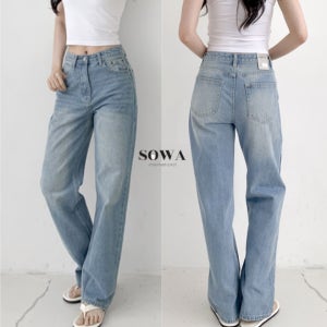 [26 S/S] 리치 워싱 연청 스트레이트핏 청바지 여자 데일리 하이웨스트 일자 데님팬츠