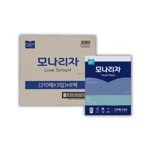 모나리자 무향 각티슈 210매(3입) x8(1박스) 미용티슈 갑티슈 휴지