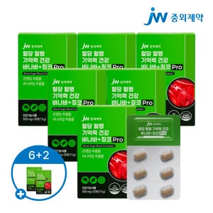 JW중외제약 혈당 혈행 기억력 건강 바나바+징코 Pro 500mg 30정, 6개