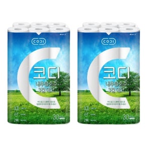 내추럴 순수 화장지 데코 3겹 20m, 30롤, 2팩