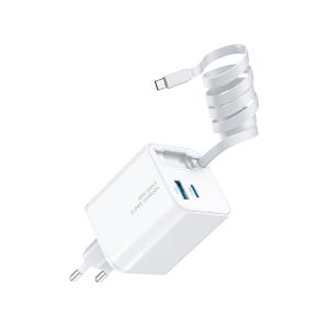 스마트공간 케이블 일체형 초고속 충전기-릴타입 멀티 3포트 65W C타입 QC PD 지원