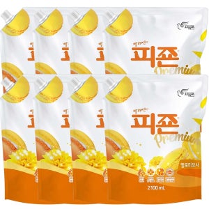 피죤 섬유유연제 리필 옐로미모사, 2.1L, 8개