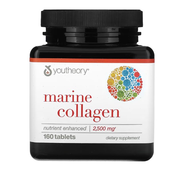 Youtheory 가수분해 피쉬콜라겐 160정 <b>하이드롤라이즈드 마린콜라겐 펩타이드</b>
