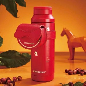 스타벅스 텀블러 2026 스벅 MD 중국 신년 말의 해 에디션 520ml, 미니 안장 파우치 티 필터 보온 보틀