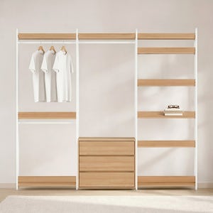 동서가구 토미 시스템옷장 드레스룸 철제 시스템장 2400, 장식장서랍, 오크