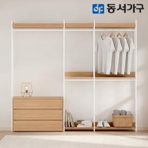 동서가구 토미 시스템옷장 드레스룸 철제 시스템장 2400, 4단와이드서랍형, 오크