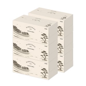 담이연 먼지없는 대나무 천연펄프 미용티슈, 무형광 친환경 페이셜 갑티슈 220매, 6개