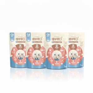 배부루다 가수분해 알러지 피부 눈물 프리미엄 수제 강아지 사료 연어+황태, 1kg, 4개