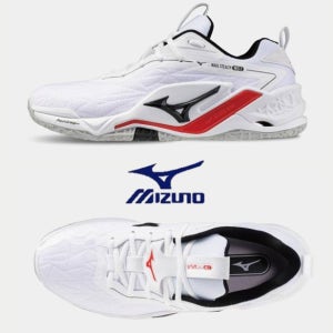 미즈노 배드민턴화 웨이브 스텔스 네오2 화이트 레드+미즈노 신발주머니 양말 탈취제