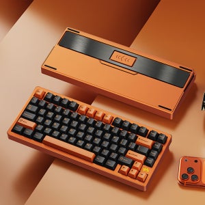 PMO WAVE75 알루미늄 무선 블루투스 RGB 핫스왑 기계식 키보드 블랙플레임 오렌지 (상옵), HMX 흑염축