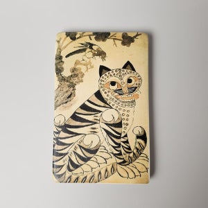 작호도 까치와 호랑이 전통 민화 도자기 액자 도판 인테리어 핸드메이드 소품