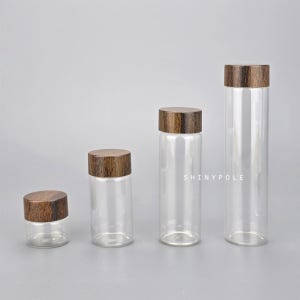 우드무늬캡 미니 유리병 유리 공병 보관통 소분 용기 커피콩 금모으기