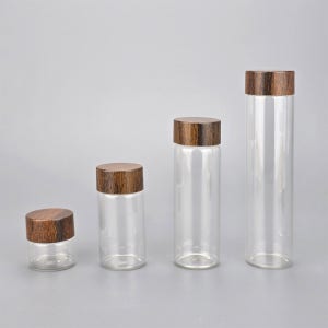 우드무늬캡 미니 유리병 유리 공병 보관통 소분 용기 커피콩 금모으기