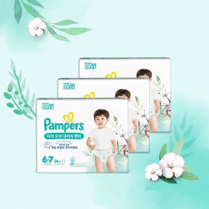 팸퍼스 2025 프리미엄 터치 오브 네이처 팬티형 기저귀 6단계 3팩 총102매 (15+kg)
