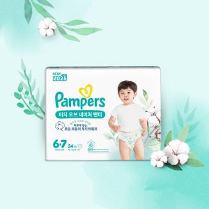 팸퍼스 2025 프리미엄 터치 오브 네이처 팬티형 기저귀 6단계 6팩 총204매 (15+kg)