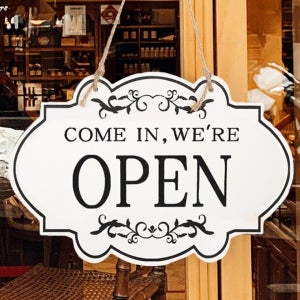 오픈클로즈 우드 영업안내판 화이트