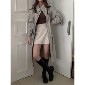 flat 피쉬테일 롱야상 봄 코튼 오버핏 사파리 와이드 점퍼 아우터 봄 가을 간절기