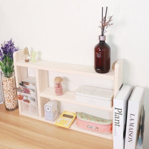 원목선반 편백나무 폭좁은 책상 주방정리 화장대 다용도 3단 정리장 인테리어 공간활용