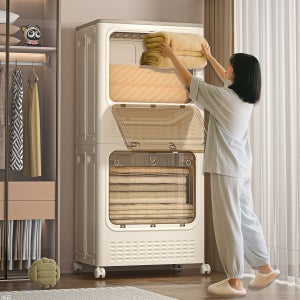 전면오픈리빙박스 바퀴달린 접이식 리빙박스 플라스틱 투명 초대형 수납함 이동식 폴딩박스