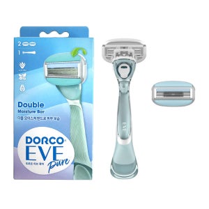 도루코 EVE 퓨어 여성용 면도기+면도날 2개(장착날포함) 바디면도기 더블 모이스쳐 밴드