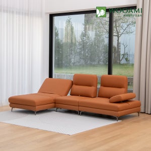 우아미가구 플렉 독일오킨사모터 실리콘 가죽 4인용 카우치 모션베드 스윙 소파