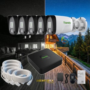 [야간컬러카메라] 펜션 실외 농막 5채널 티앤디 IP CCTV 자가설치 PoE 세트