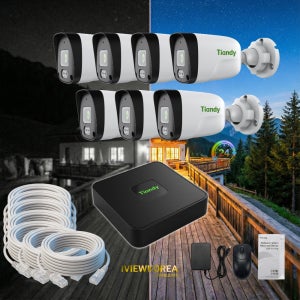[야간컬러카메라] 펜션 실외 농막 7채널 티앤디 IP CCTV 자가설치 PoE 세트