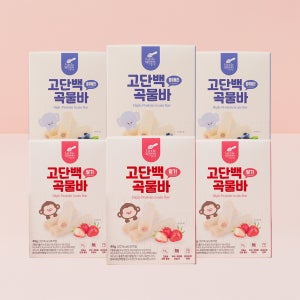 리틀스푼 고단백 곡물바 아기 유아 곡물 과자 어린이 간식 6박스 딸기 블루베리