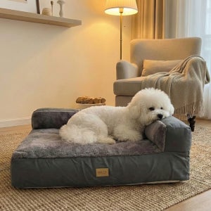 하개랩 강아지 방석 애견 기능성 쇼파 침대 고양이 쿠션 데일리 소파 베드 그레이 L