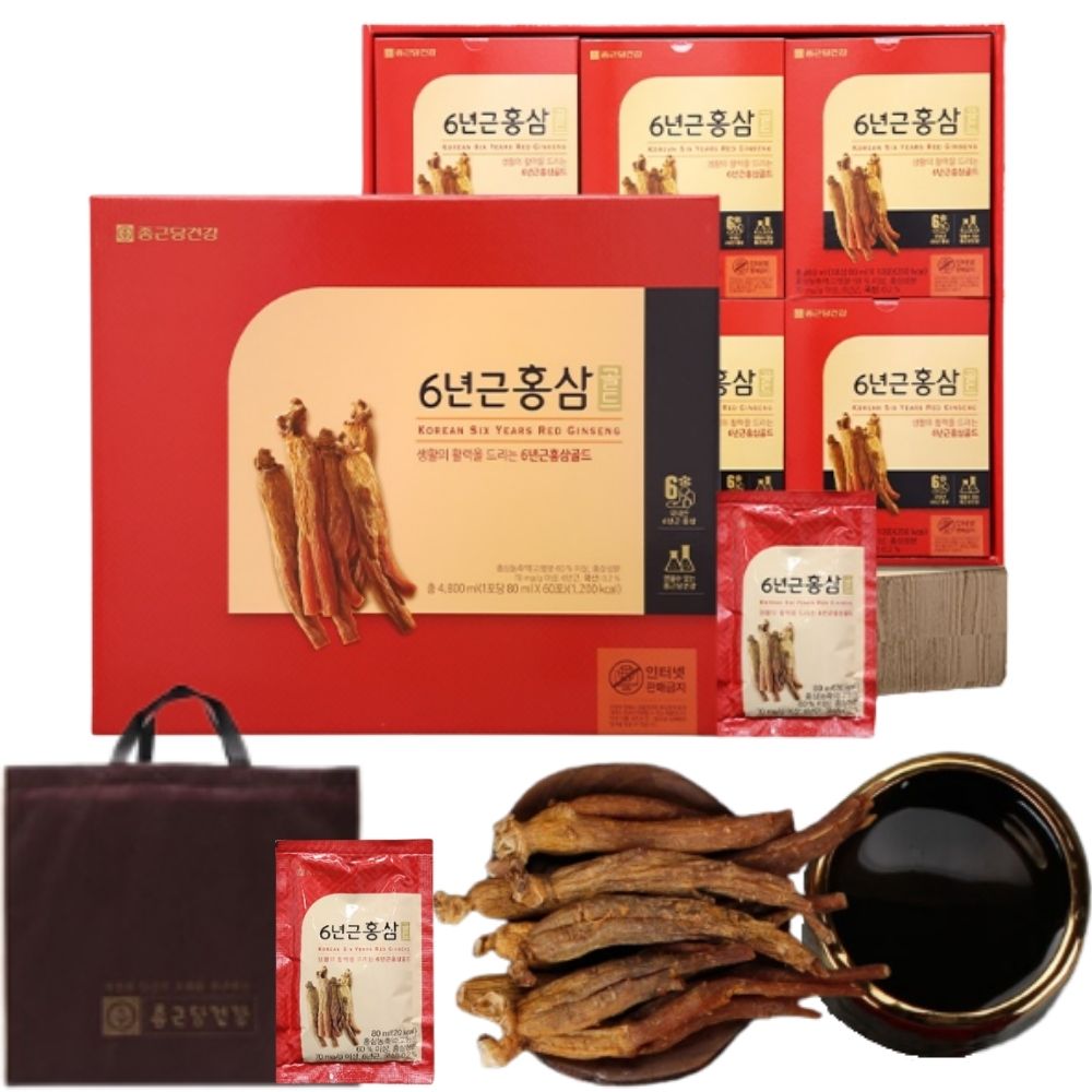 종근당건강 6년근 홍삼<b>골드 80ml</b> 60포 선물세트 어르신 면역력 부모님선물